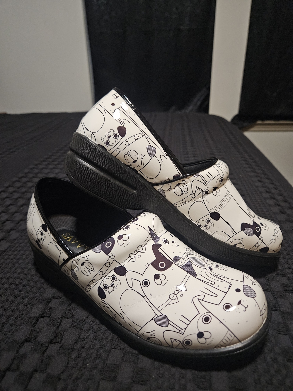White & Black Illustrated Nurse Clogs